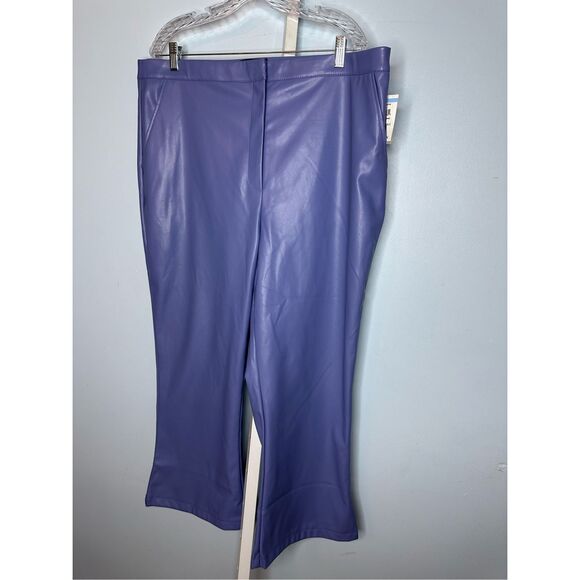 ASOS Curve New with tag leather look kickflare pants in lilac plus size 16 - Picture 3 of 7
